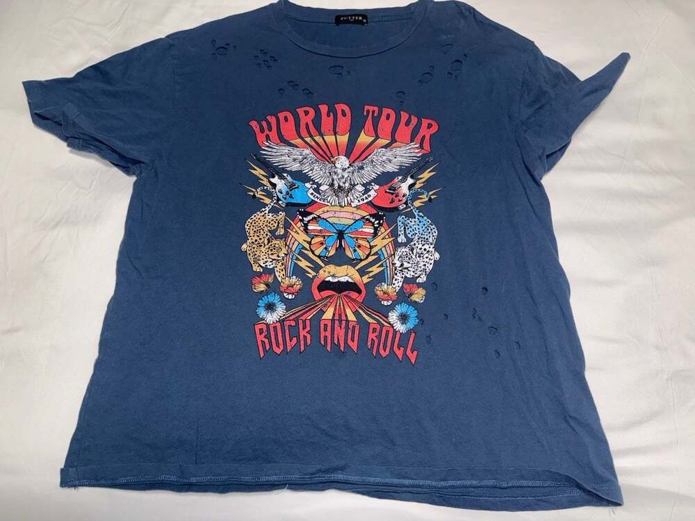 Zutter World Tour Rock and Roll Distressed Graphic Tee
